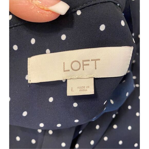 Ann Taylor LOFT Navy Blue & Polka Dot Tunic.  Size L. - Picture 3 of 6